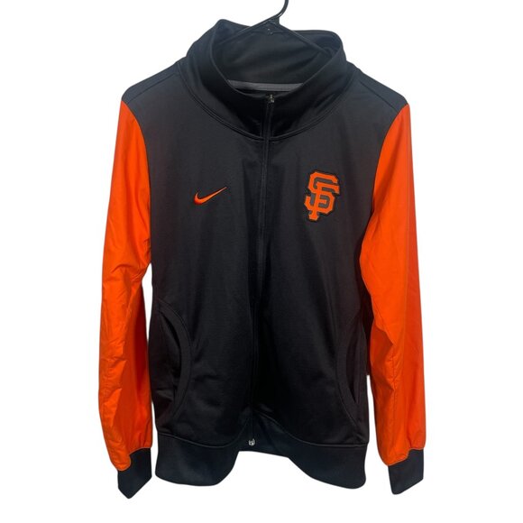Nike SF Giants Track Jacket Full Zip MLB Baseball Black Orange Medium - Picture 1 of 8